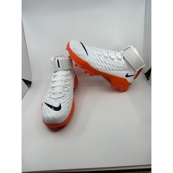 NIKE FORCE SAVAGE PRO 2 SHARK FOOTBALL CLEATS SIZE 13 WHITE ORANGE BV5448-100 - Picture 1 of 5